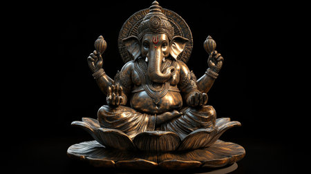 This bronze statue of Lord Ganesha, seated on a lotus, symbolizes wisdom and prosperity. Its intricate details and serene expression make it a perfect addition for cultural decor or spiritual spaces.の素材