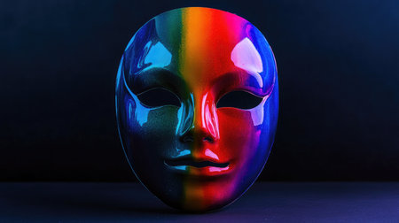 A striking colorful mask displaying a stunning gradient design, perfect for enhancing creative projects, parties, and festive events with a touch of artistic elegance.の素材