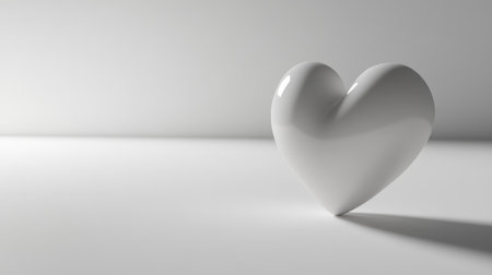 A simple yet elegant line art of a heart on a smooth white surface.の素材