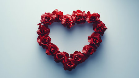 Heart-shaped wreath made of roses on a white background, leaving the center for textの素材