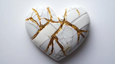 This striking heart sculpture features a blend of marble and gold veining, embodying beauty and imperfection, ideal for enhancing any modern art collection or home interior.の素材