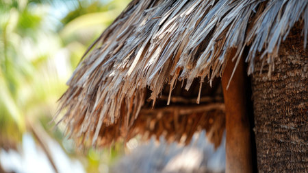 Close-up of a traditional Socotri hut made from local materials, highlighting the island's unique architecture and cultural heritage. No people included.の素材