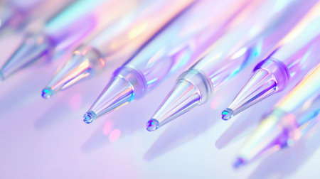 Close-up of advanced dental laser tips set on a clean white surface.の素材