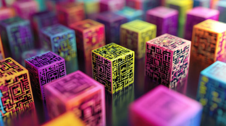 A distorted QR code among scannable ones, symbolizing diversity in functionality.の素材