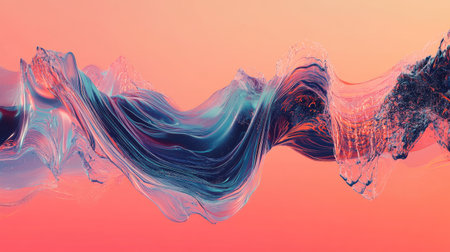 A distorted soundwave graphic among smooth ones, showcasing diversity in digital expression.の素材