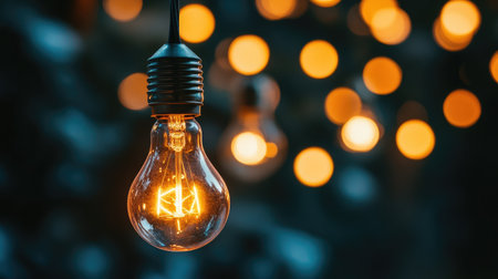 A defective lightbulb glowing dimly among brightly lit ones, symbolizing diversity and resilience in imperfections.の素材