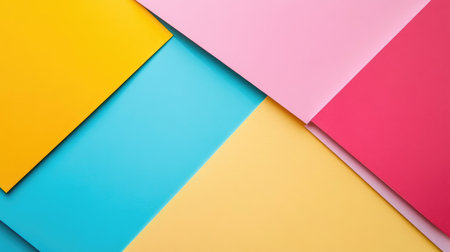 A flat lay of multicolored stationery items arranged neatly on a pastel background.の素材