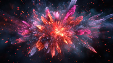 A dazzling fireworks display lighting up the night sky with a burst of vibrant colors.の素材