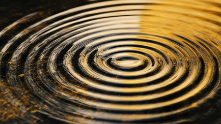 Abstract background of gradient circular lines symbolizing ripples on a serene surface.の素材