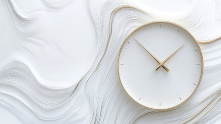 Minimalist line art of a clock showing time with elegant and precise lines.の素材