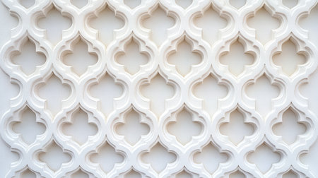 Geometric line background with an intricate lattice design on a plain white surface.の素材