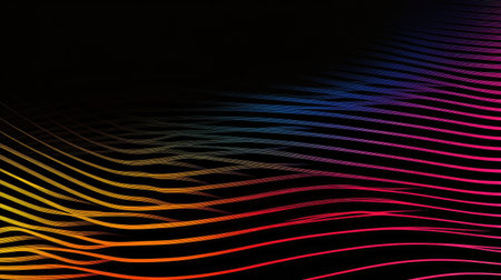 Abstract line background with a gradient spectrum, where horizontal lines shift in color intensity.の素材