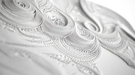 Close-up of intricate line art on 3D wallpaper, set against a smooth light background, offering a minimalist, elegant design.の素材