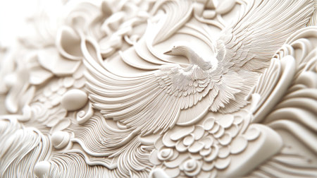 Close-up of detailed line art on 3D wallpaper with a light background, offering a minimalistic design that blends subtle patterns and space.の素材