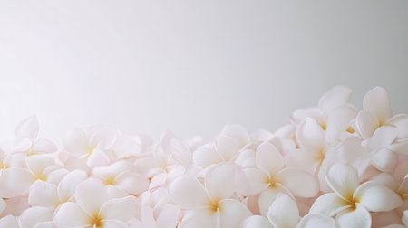 A cluster of beautiful Plumeria flowers set against a clean white backdrop, offering ample copy space for creative text or graphicsの素材