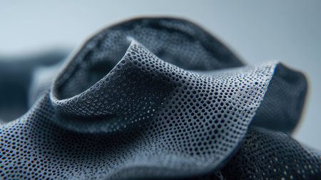 Close-up of a folded face mask with antibacterial filter layers exposed, demonstrating its germ-blocking properties.の素材