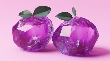 A mangosteen glowing within a smooth, translucent crystal-like shell, its texture soft and delicious.の素材