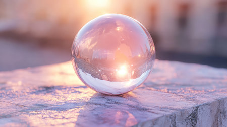 A beautiful light-colored crystal apple, resting on a textured stone platform, with soft sunlight streaming in.の素材
