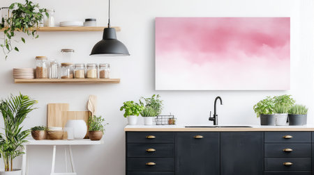 Abstract pink watercolor splash on a white canvas.の素材