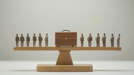 A seesaw with a briefcase outweighing a group of voters, highlighting political imbalance.の素材