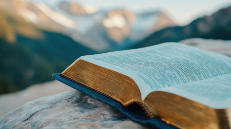 A close-up of an opened book with crisp pages against a smooth white background, conveying serenity.の素材