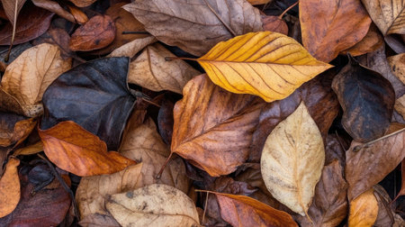 A pile of colorful autumn leaves with crisp details.の素材
