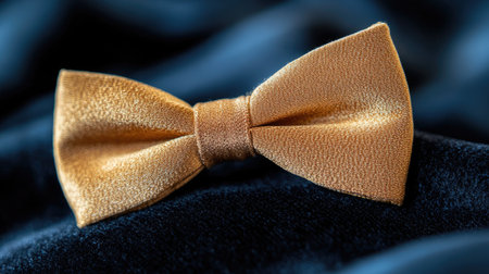 Elegant bow-tie on a black velvet surface, luxury menswear accessory, strong contrast lighting.の素材