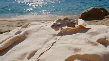 Light and breezy linen shirt with a relaxed fit, perfect for summer daysの素材