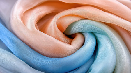 Silk scarf tied in a stylish knot, soft texture, delicate folds, luxury fashion detail.の素材