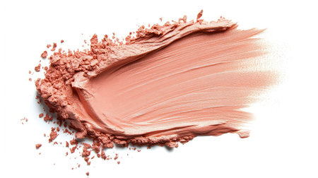 A soft blush color displayed on a clean white background, demonstrating the smooth texture and application of makeup, ideal for beauty enthusiasts and professionals seeking inspiration.の素材
