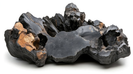 Captivating raw obsidian stone showcasing beautiful textures and rich earthy tones, ideal for natural home decor, artistic projects, or geological collections.の素材