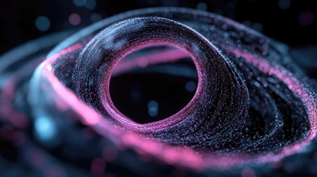 Explore this mesmerizing abstract vortex with vibrant pink hues and swirling particles, perfect for creative projects and cosmic-themed designs. Ideal for digital art and modern aesthetics.の素材