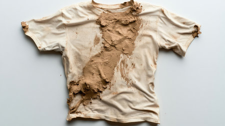 A creative interpretation of a beige shirt intertwined with brown clay, emphasizing art's ability to transcend traditional boundaries and evoke emotion.の素材