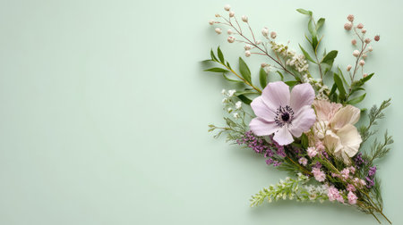 A beautiful floral arrangement showcasing soft pink and white flowers complemented by lush greenery, ideal for enhancing any design project or decoration.の素材