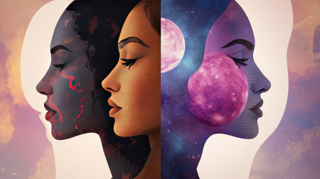 Stunning abstract representation of two womenの素材