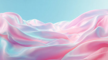 A mesmerizing scene of soft flowing fabric waves in pastel pink and blue tones, perfect for creating dreamy backgrounds and enhancing artistic projects with elegance and serenity.の素材