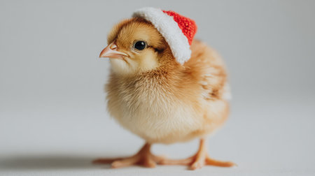 This charming chick wearing a festive Santa hat brings a delightful holiday spirit, ideal for seasonal promotions, greeting cards, and festive decorations. Celebrate cuteness!の素材