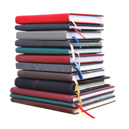 old diary books  isolate on white backgroundの写真素材