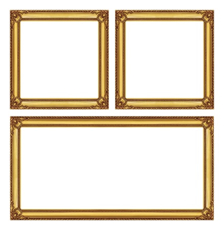 set golden  frame isolated on white background, with clipping pathの写真素材