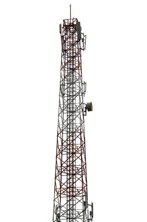 Telecommunications tower with  satellite dish , White Backgroundの写真素材