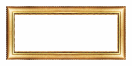 Vintage golden frame with blank space, with clipping pathの写真素材