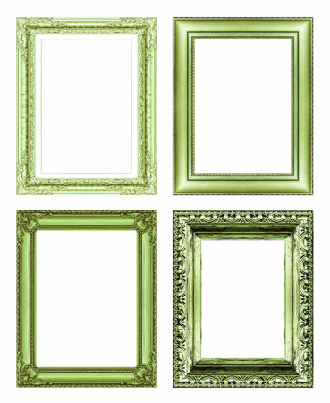 Vintage golden frame with blank space, with clipping pathの写真素材
