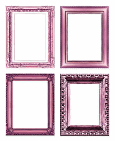 Vintage golden frame with blank space, with clipping pathの写真素材