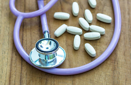 Stethoscope with medicineの写真素材