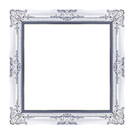 Vintage white frame with blank space, with clipping path.の写真素材