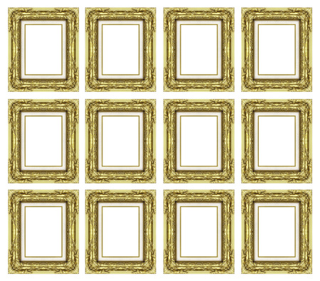 set of vintage golden frame with blank spaceの写真素材