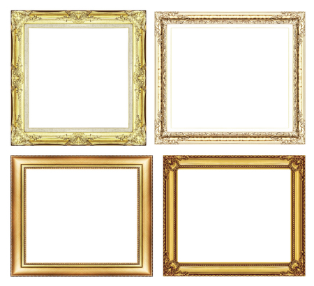 set of Vintage golden frame with blank space and clipping pathの写真素材