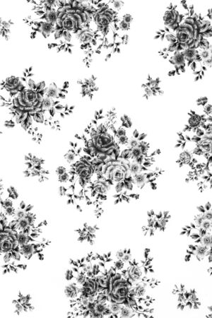 Gray Rose Fabric background, Fragment of colorful retro tapestry textile pattern with floral ornament useful as background の写真素材