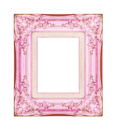 Vintage pink frame with blank space on white background , with clipping path の写真素材