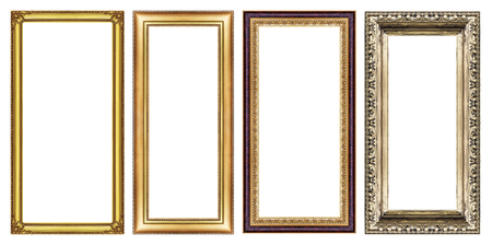 Set of golden frame with blank space, with clipping path.の写真素材